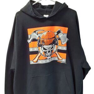 Gildan Heavy Blend Pullover Hoodie Black Skull Graphic Print  Size 2XL